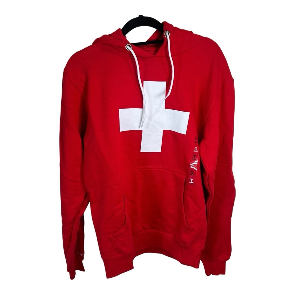 NWT Splash Arts Hoodie Mens Small Red‎ Swiss Flag Switzerland Sweatshirt